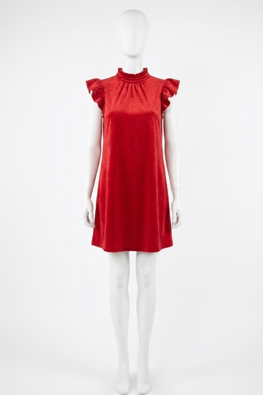 NEW VOY wila ruffle sleeve dress in red